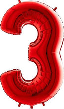 Load image into Gallery viewer, 102 cm Italian Folium Number 3 balloon in red by Balloon Stern in Geneva Switzerland