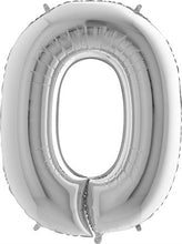 Load image into Gallery viewer, 102 cm Italian Folium Number 0 balloon in Silver by Balloon Stern in Geneva Switzerland