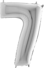 Load image into Gallery viewer, 102 cm Italian Folium Number 7 balloon in Silver by Balloon Stern in Geneva Switzerland