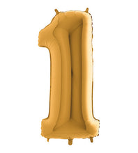 Load image into Gallery viewer, 102 cm Italian Folium Number 1 balloon in Gold by Balloon Stern