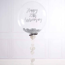 Load image into Gallery viewer, birthday personalized bubble balloons silver confetti