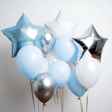 Load image into Gallery viewer, BLUE SILVER STAR HELIUM BALLOON BOUQUET