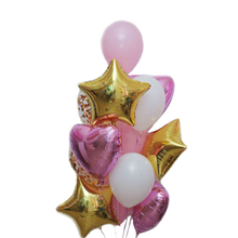 Load image into Gallery viewer, PINK GOLD HEART STAR HELIUM BALLOON BOUQUET