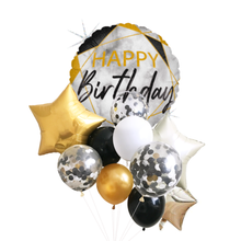 Load image into Gallery viewer, BLACK GOLD BIRTHDAY BOUQUET HELIUM 
