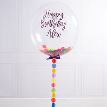 Load image into Gallery viewer, happy birthday personalized bubble balloon multi color confetti