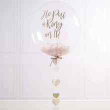 Load image into Gallery viewer, engagement personalized bubble balloons pink and gold confetti