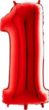 Load image into Gallery viewer, 102 cm  Italian Folium Number 1 balloon in red by Balloon Stern in Geneva Switzerland
