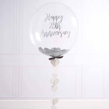 Load image into Gallery viewer, personalized bubble balloons silver confetti
