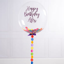 Load image into Gallery viewer, happy birthday personalized bubble balloon multi color confetti
