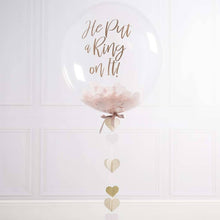 Load image into Gallery viewer, engagement personalized bubble balloons pink and gold confetti
